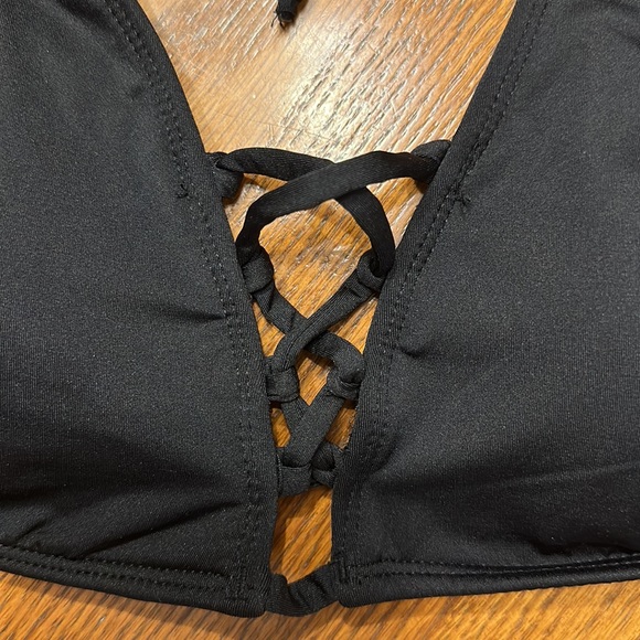 Black Mosso Halter style, Strappy bikini top with front corset cleavage … - Picture 3 of 8